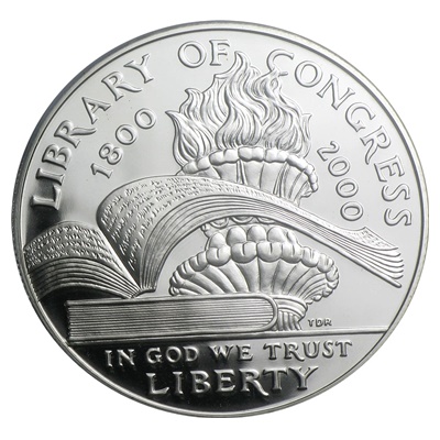 2000 Library of Congress Silver Proof $1 (Capsule) - Click Image to Close